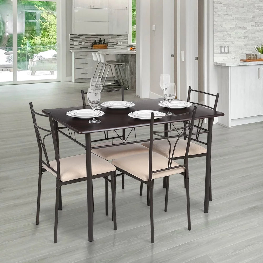 5-Piece Wood & Metal Dining Set U2120