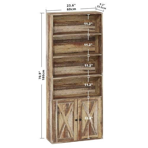 Industrial 6 Shelf Bookcase with Doors Y703