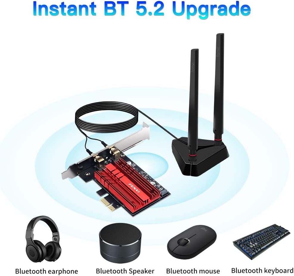 WiFi 6E PCI-E Network Card Tri-Band BT5.2 Wireless Gigabit 802.11ax MU-MIMO PCIe WiFi Adapter with High Gain Antenna Pack of 2 U535