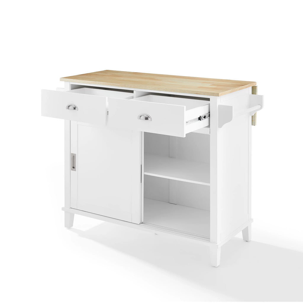 Drop Leaf Kitchen Island White Natural B84132