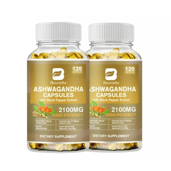 Organic Ashwagandha Capsules 2100mg 240 Softgels 2 Pack Q55974