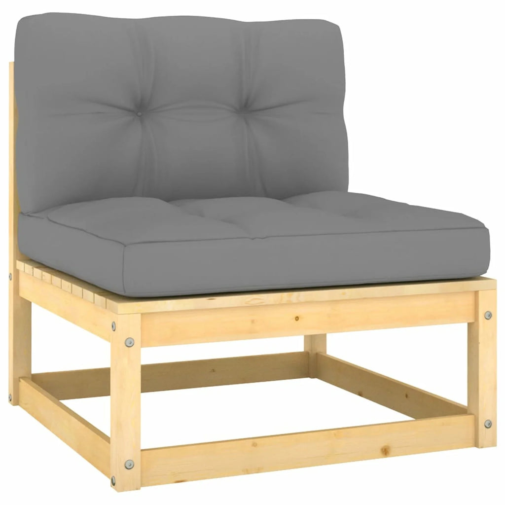 11 Piece Patio Lounge Set with Gray Cushion Pinewood Sectional Outdoor Furniture Set J9068