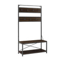 Industrial Metal and Wood Hall Tree - Dark Walnut K731273