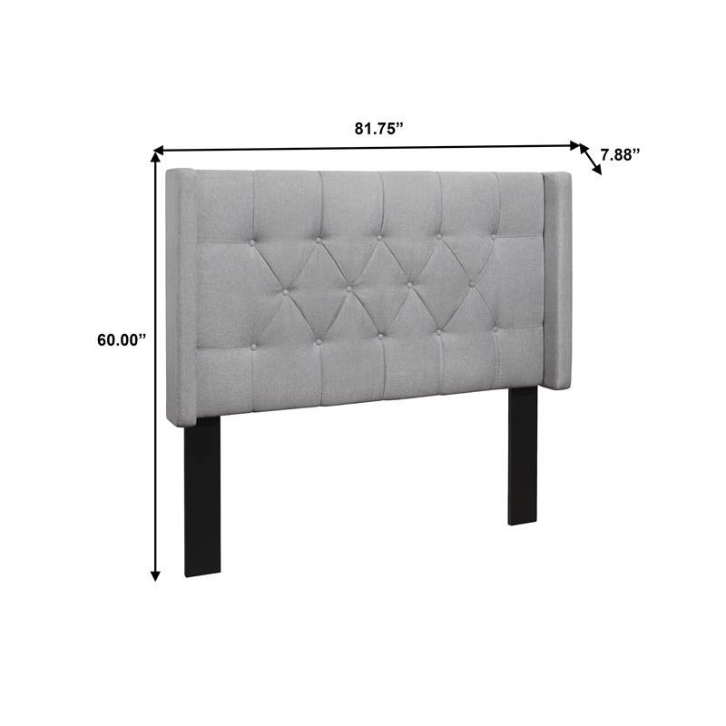 King Light Gray Linen Headboard S111