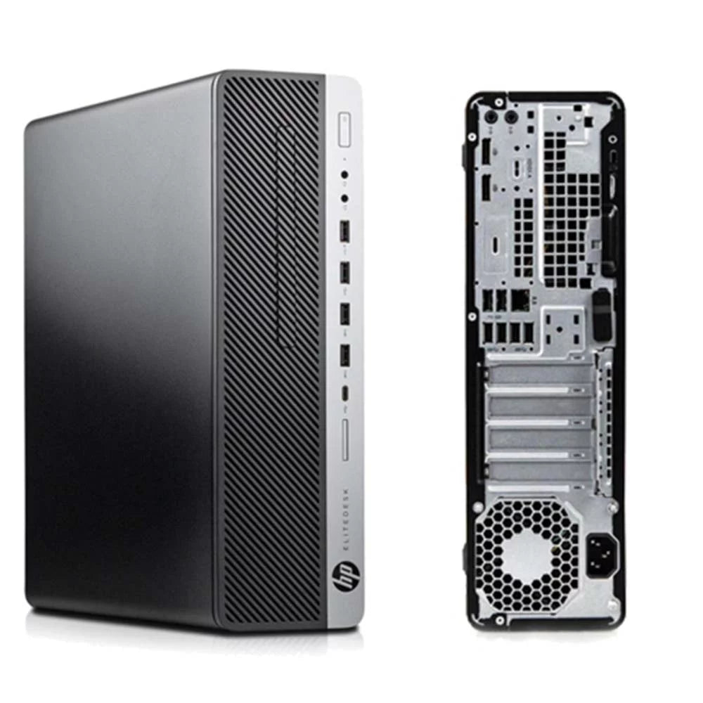 Restored HP ProDesk 800 G3 Desktop Computer, Intel i5 CPU, 240GB SSD, 16GB RAM, Dual 19" LCD Monitors with Windows 10 Pro Q90590