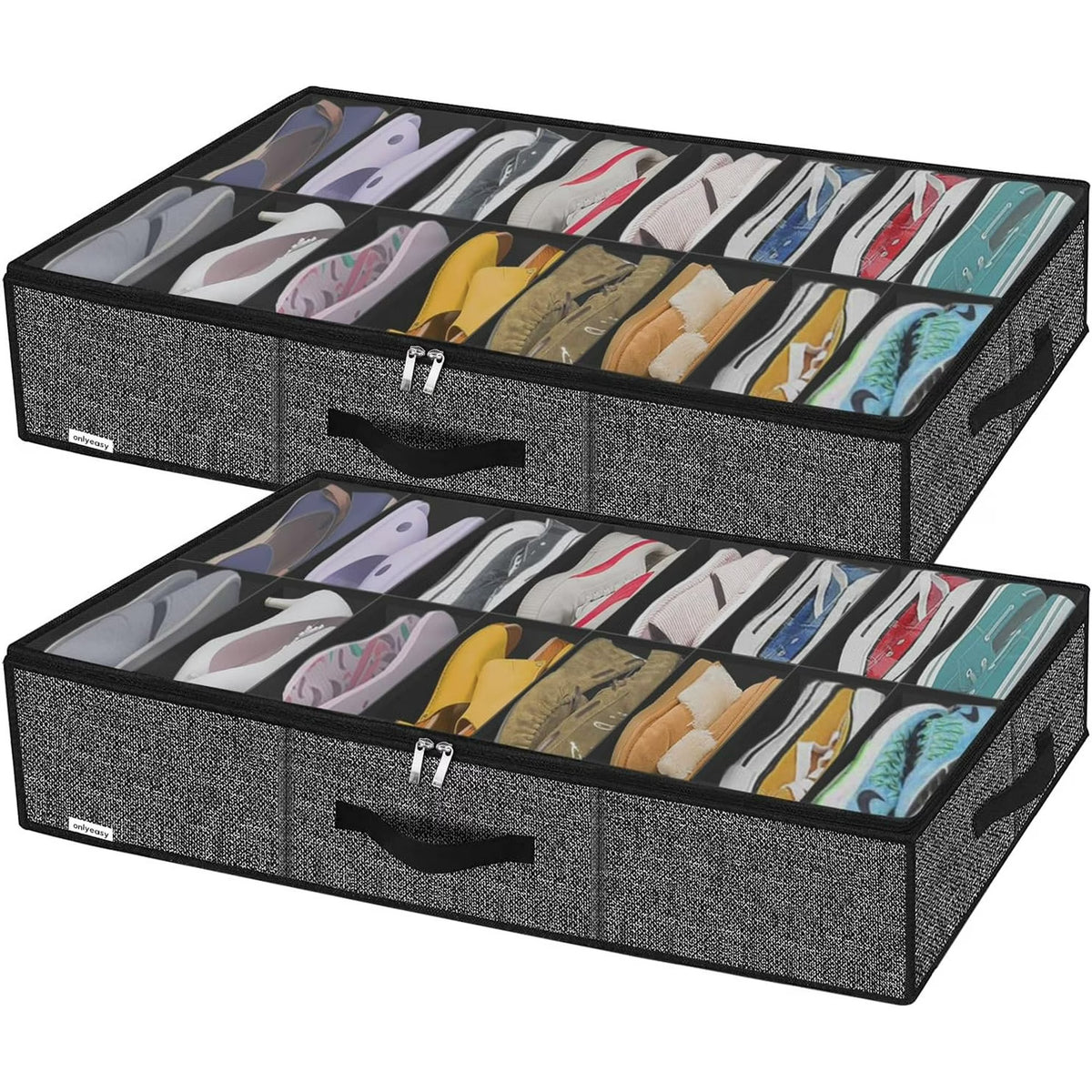 Black Linen-like Underbed Shoe Storage Organizer L64377