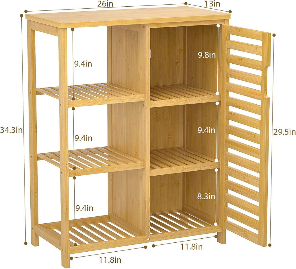 Bamboo Storage Cabinet with Shutter Door & Shelves H254