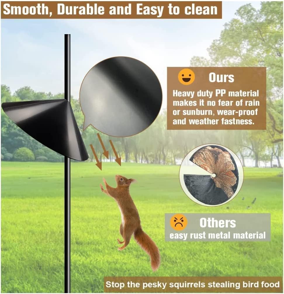 14 Inch Wide Squirrel Baffle for Bird Feeder Pole, PP Squirrel Proof Baffle (2 Pack) P6887