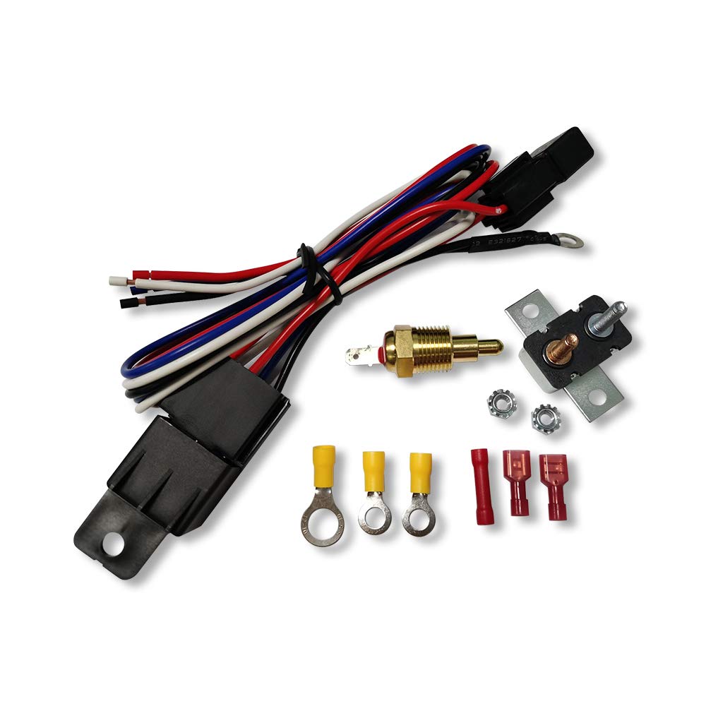 2pcs 10" Universal Electric Radiator Cooling Fan Straight Blade Reversible 1250CFM 12V Black Mounting Kit & Thermostat Switch Relay Kit U456
