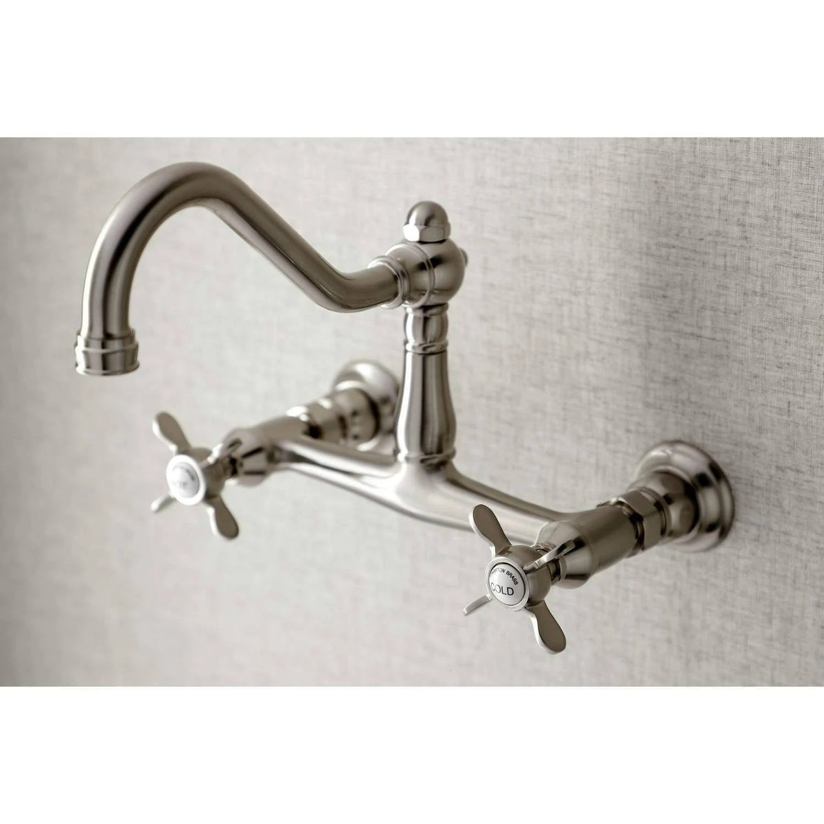 8x22 Center Wall Mount Bathroom Faucet, Brushed Nickel W6308