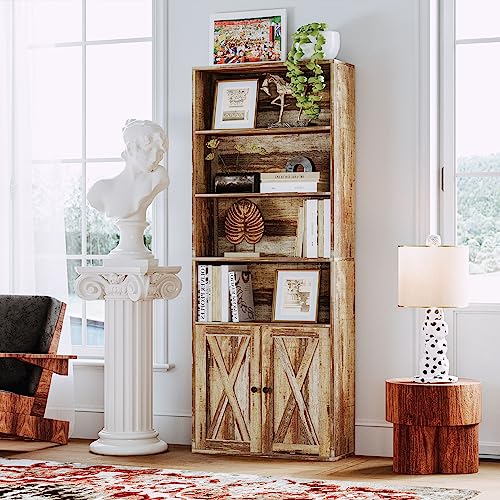 Industrial 6 Shelf Bookcase with Doors Y703