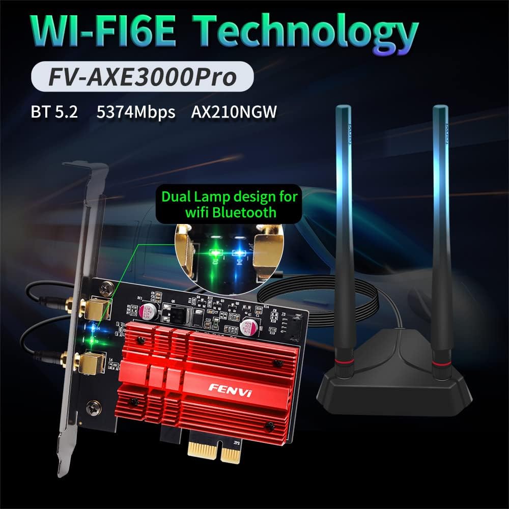 WiFi 6E PCI-E Network Card Tri-Band BT5.2 Wireless Gigabit 802.11ax MU-MIMO PCIe WiFi Adapter with High Gain Antenna Pack of 2 U535