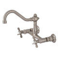 8x22 Center Wall Mount Bathroom Faucet, Brushed Nickel W6308