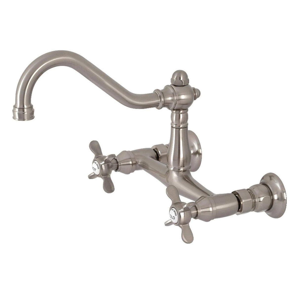 8x22 Center Wall Mount Bathroom Faucet, Brushed Nickel W6308