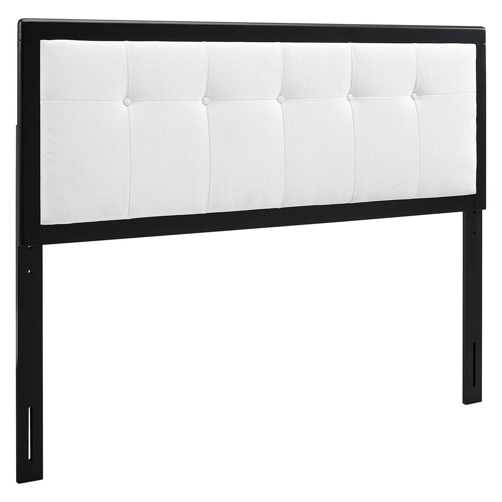 White Fabric Button Tufted Twin Size Wooden Headboard K87201