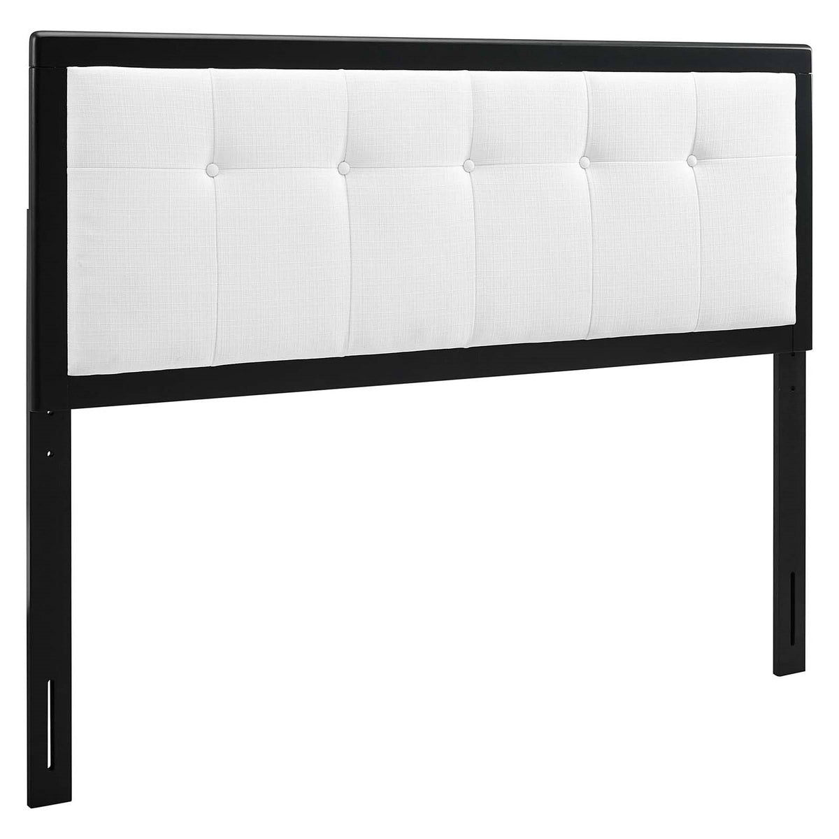 White Fabric Button Tufted Twin Size Wooden Headboard K87201