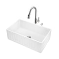 30x22 Matte Stone Farmhouse Kitchen Sink and Stainless-Steel Faucet Set P4813