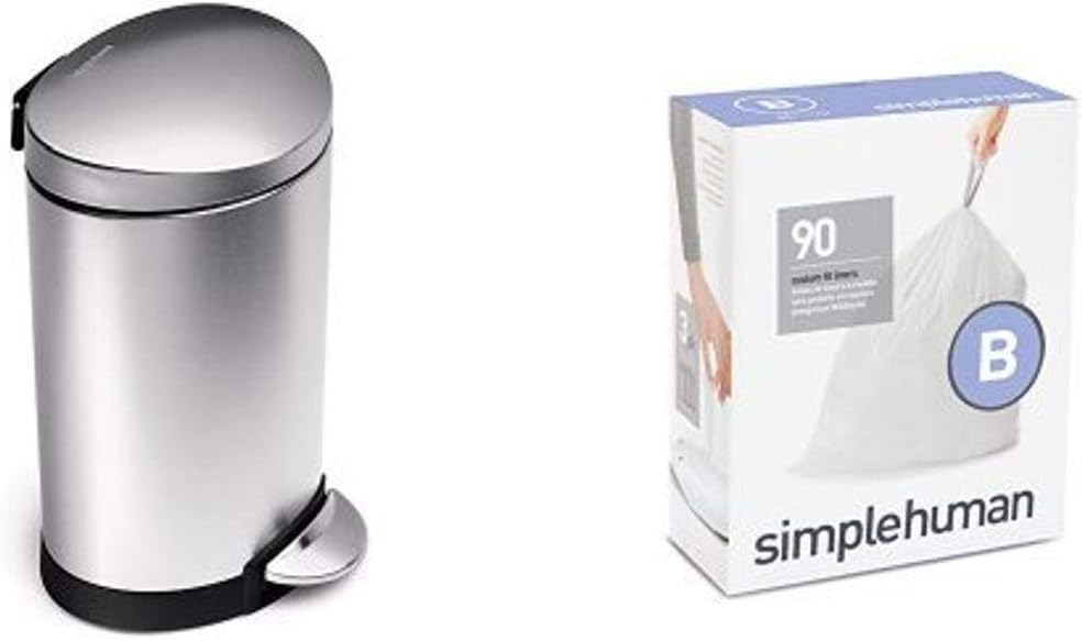 6 litre semi-round step can fingerprint-proof brushed stainless steel X757