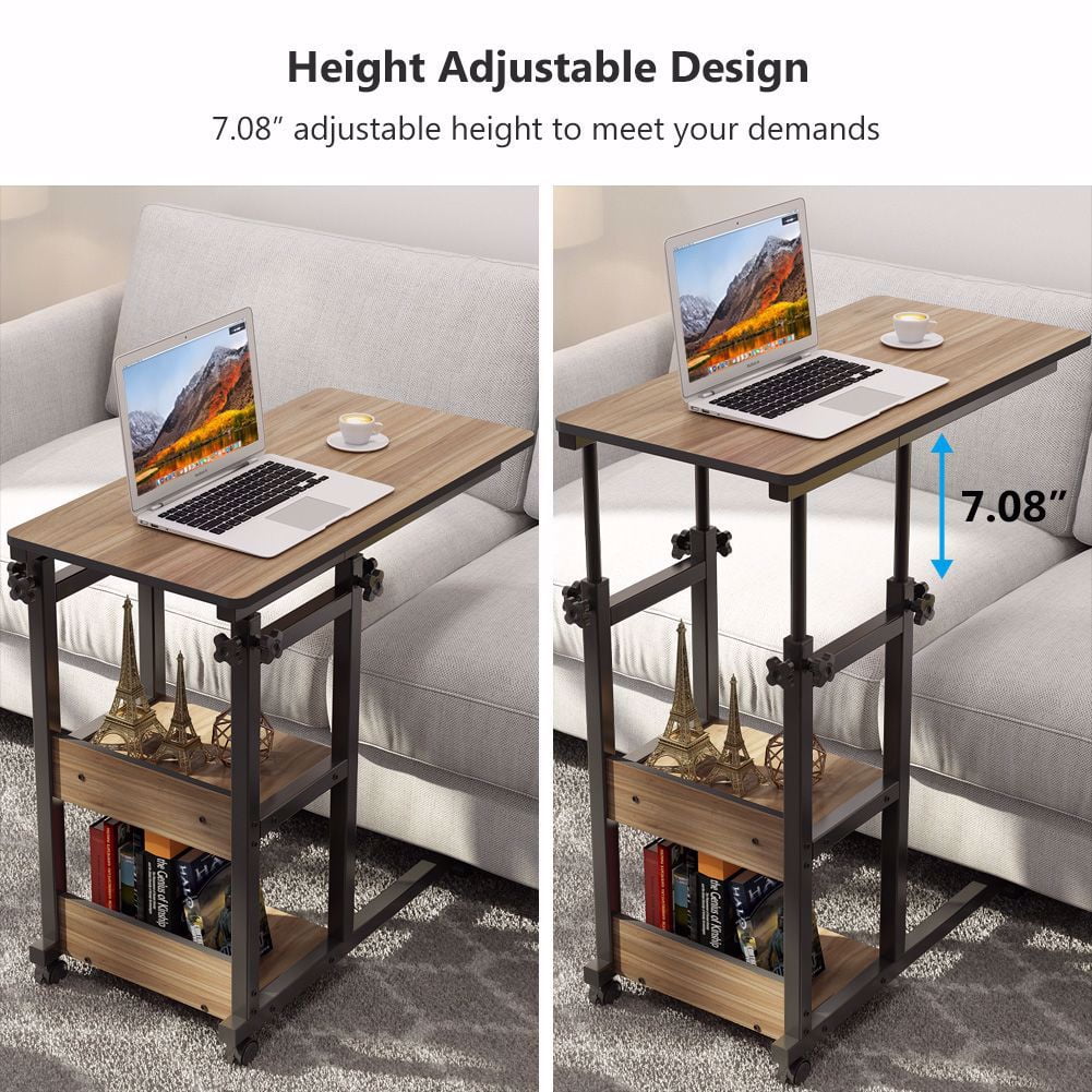 Mobile Couch Table with Storage Shelves and Wheels S64488