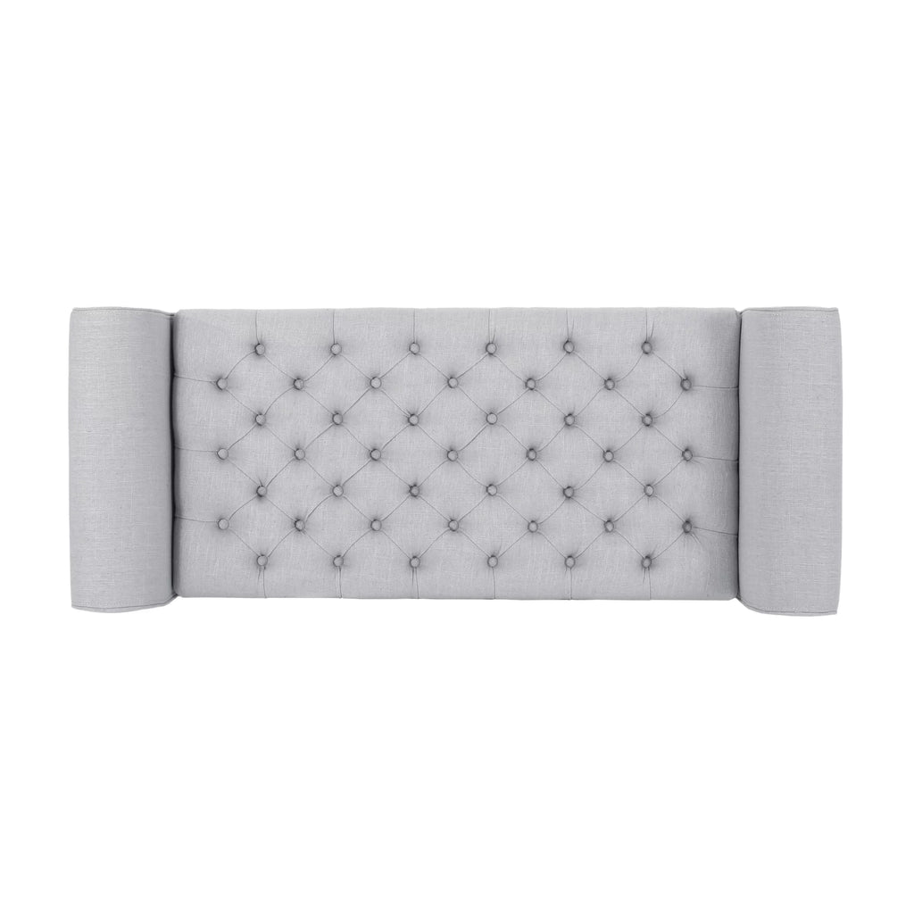 Light Gray and Dark Brown Fabric Storage Ottoman Bench O396