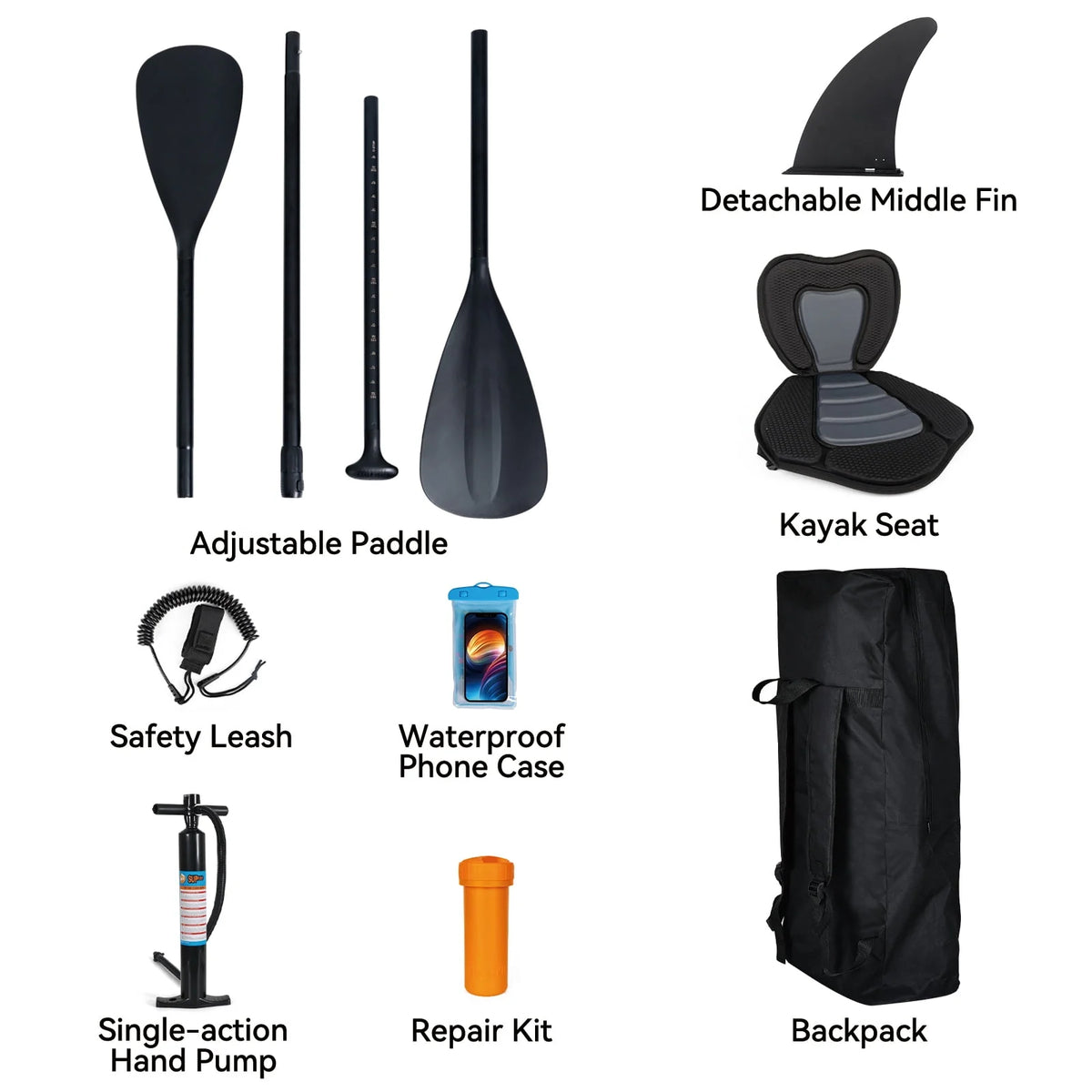 11 Ft Inflatable Stand Up Paddle Board and Sit-on Kayak Set, Non-Slip Deck SUP Paddle Board with SUP Accessories & Backpack, Blue H3989