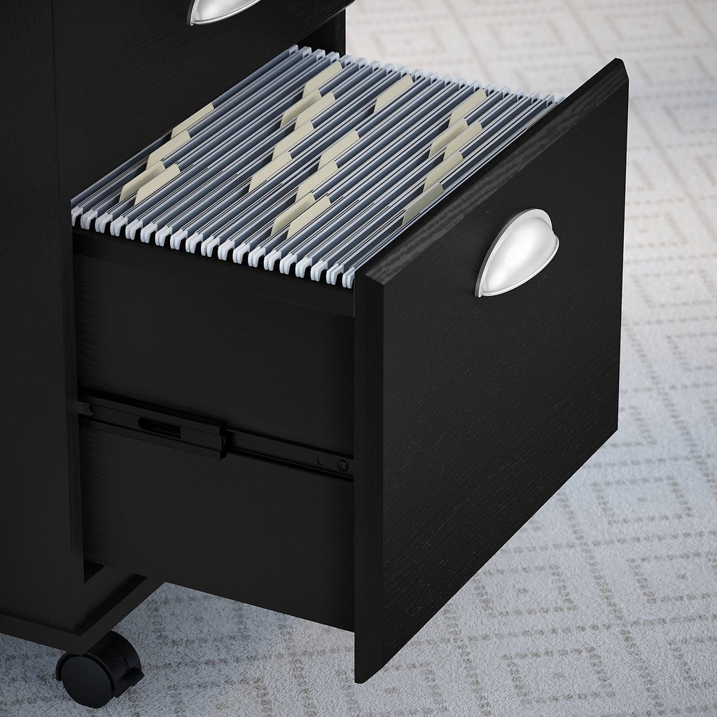 Black Suede Writing Desk with Mobile File Cabinet and Desktop Organizer S942399