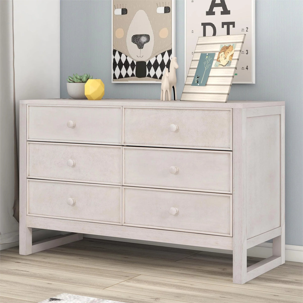 Rustic Wooden 6 Drawer Dresser G993