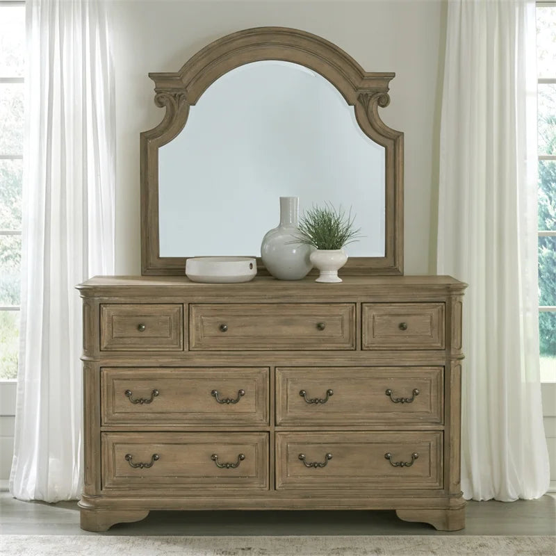 Weathered Bisque Dresser & Mirror O33458