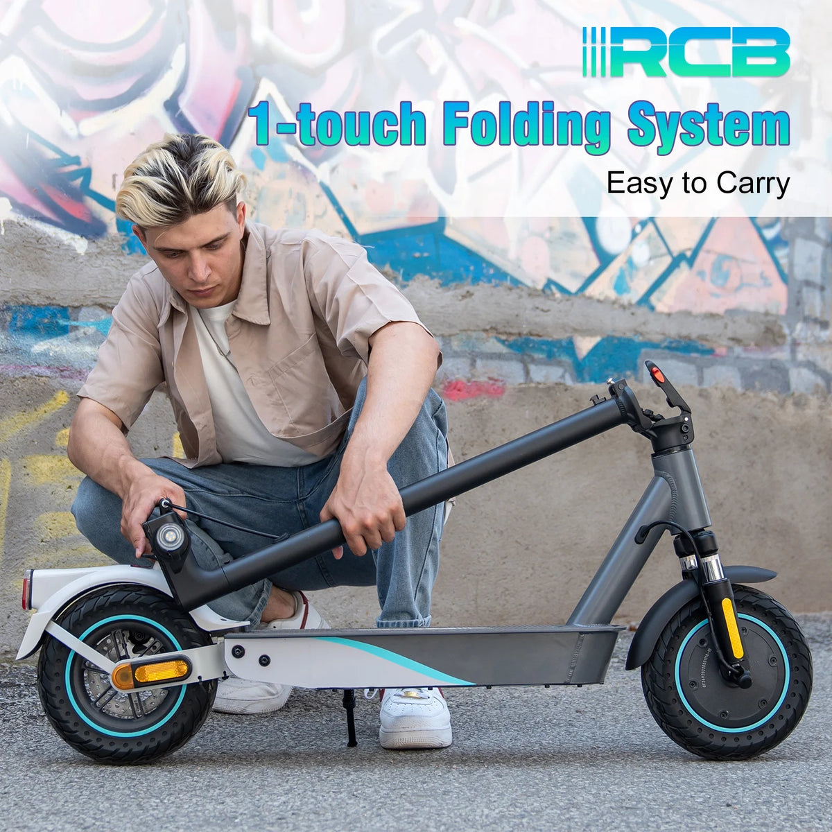 Electric Scooter with 10 Solid Tires, 500W Motor, Folding, Gray V26047