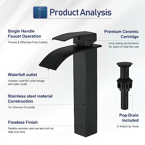 Brushed Nickel Waterfall Vessel Sink Faucet H908838