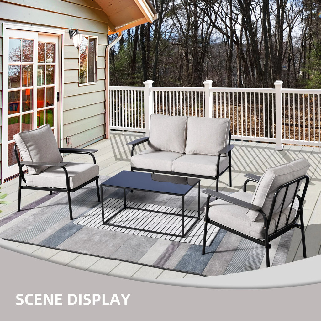 4 Pieces Wicker Outdoor Sectional Sofa with Coffee Table H306