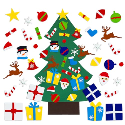 3.2 Feet Felt Christmas Tree with 32PCS Ornaments X233123