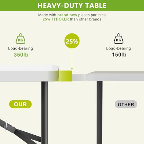 4 Ft Heavy Duty Plastic Folding Table with Wood Grain Desktop G2040