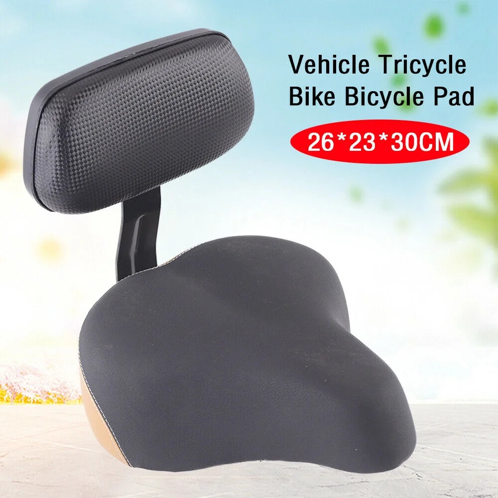 Black Comfort Bicycle Seat Saddle with Soft Back Rest 12" x 10" P833
