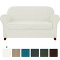 White Striped Polyester 2-Piece Slipcovers O424