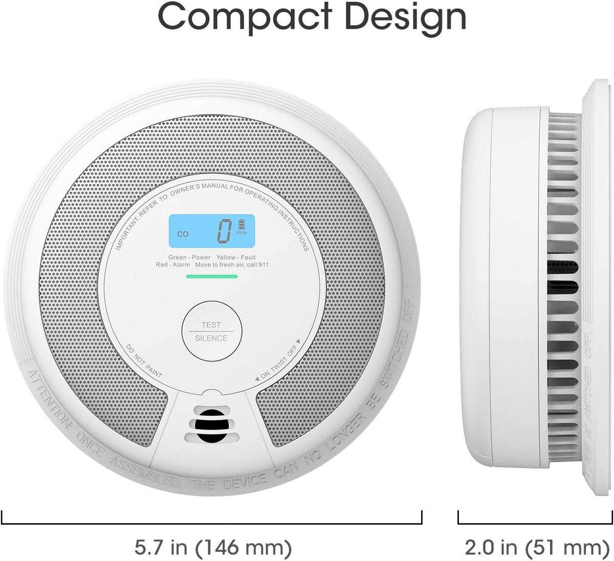 10-Year Battery Smoke and Carbon Monoxide Detector Alarm with LCD Display, Dual Sensor, 5-Pack U638023