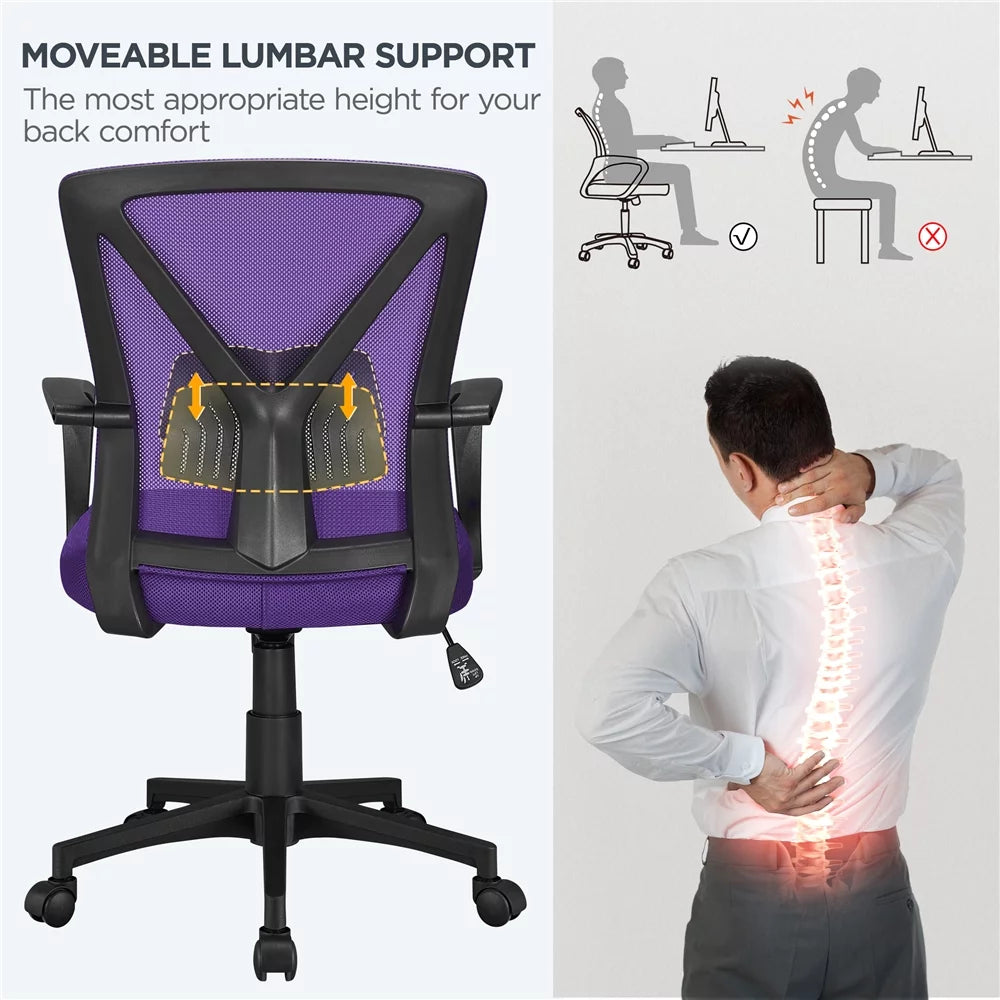 Purple Adjustable Mesh Mid Back Office Chair Set of 2 S511357