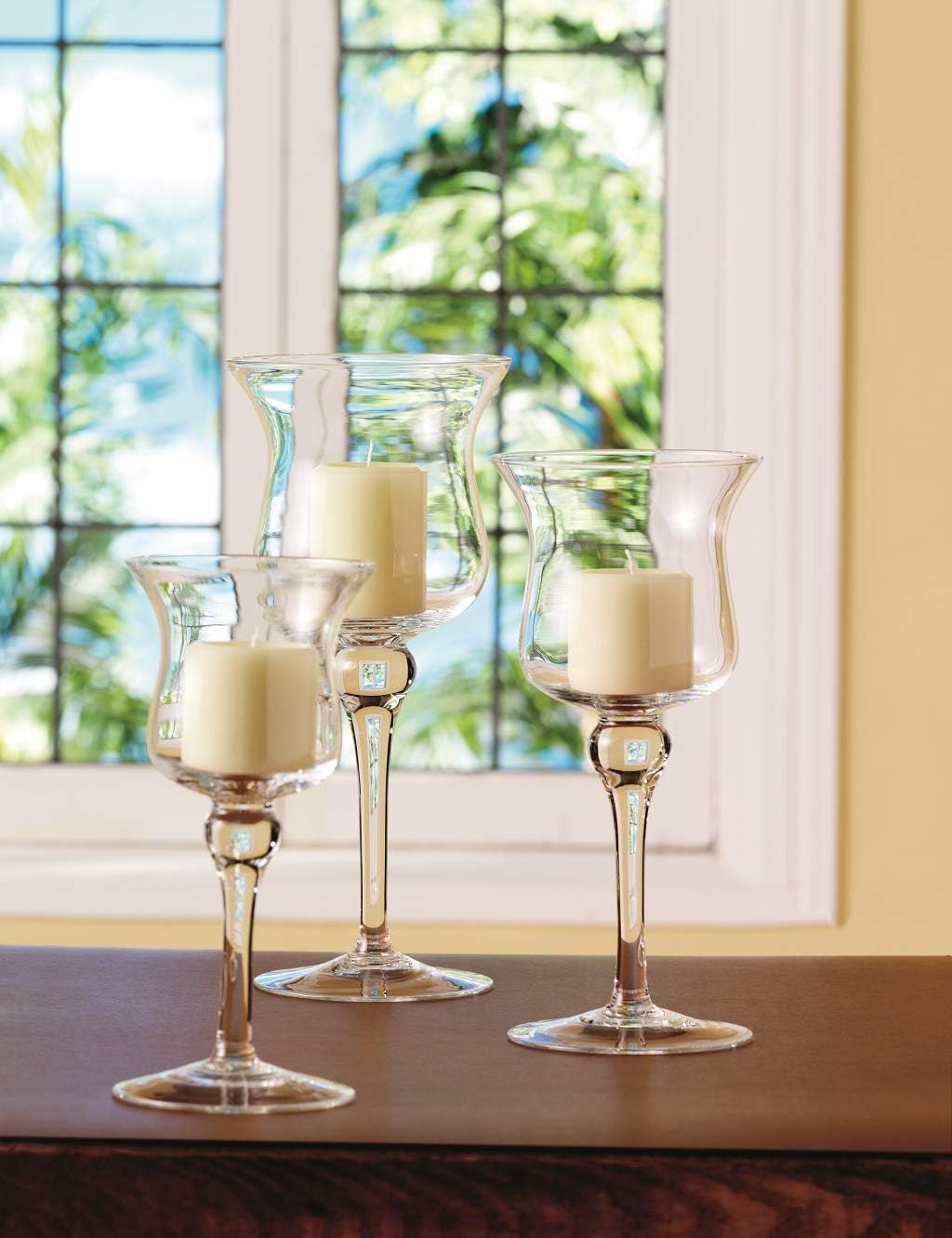 Hand Blown Glass Set of 3 Pillar Candle Holders H687724
