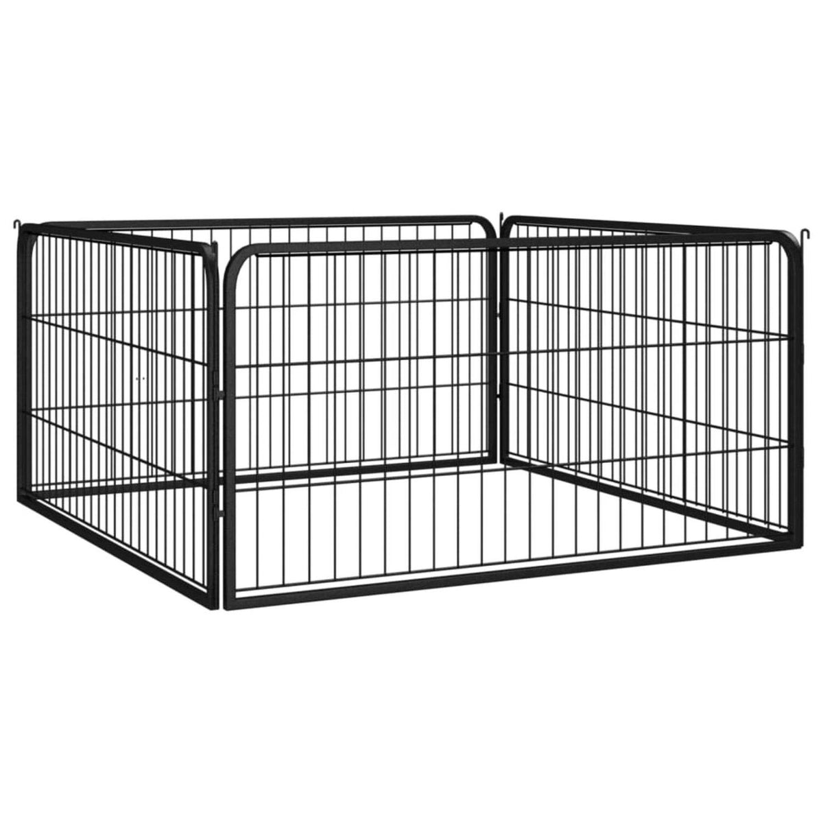 Black 4 Panels Steel Dog Playpen Y796