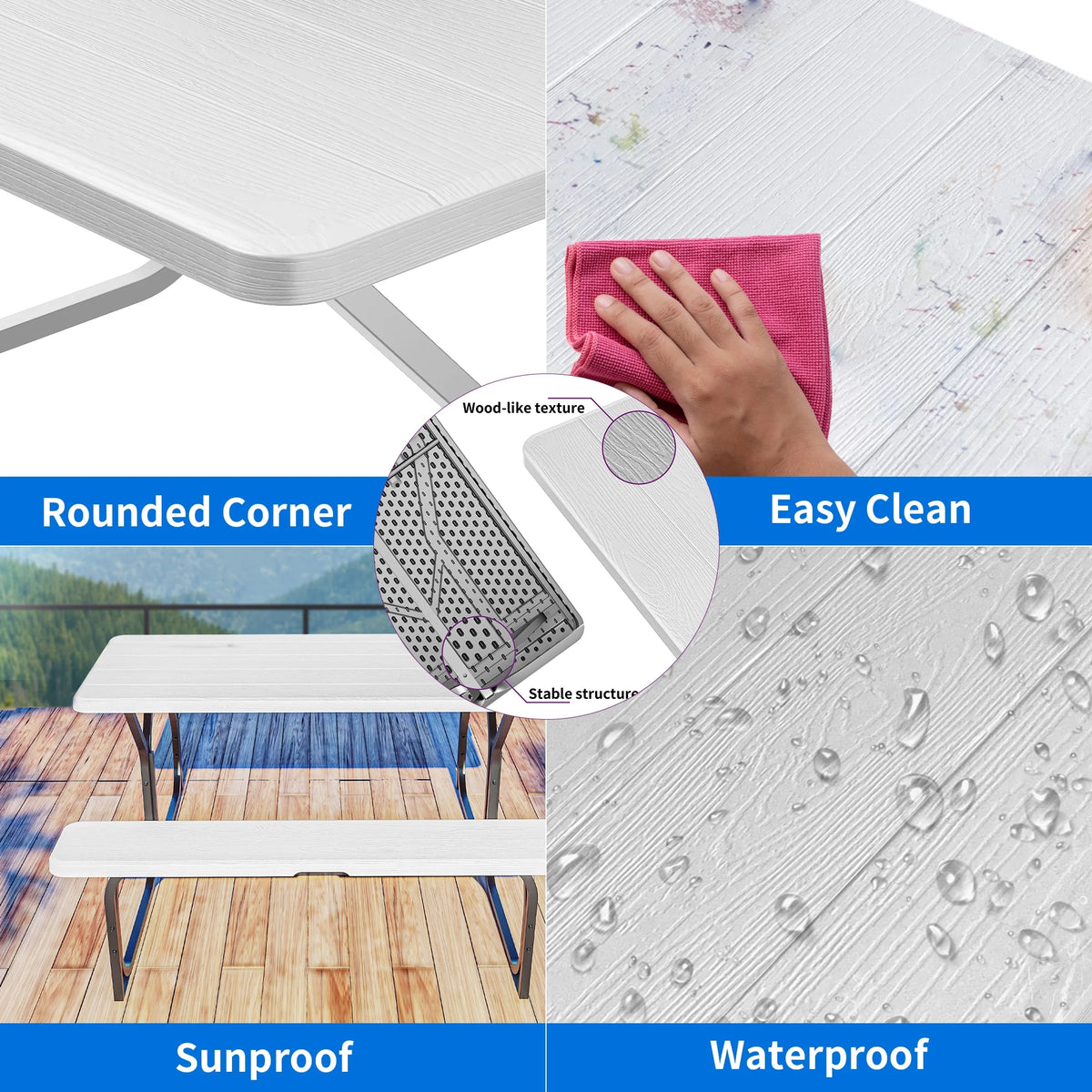 Light Gray Heavy-Duty Outdoor Picnic Table Set R767168