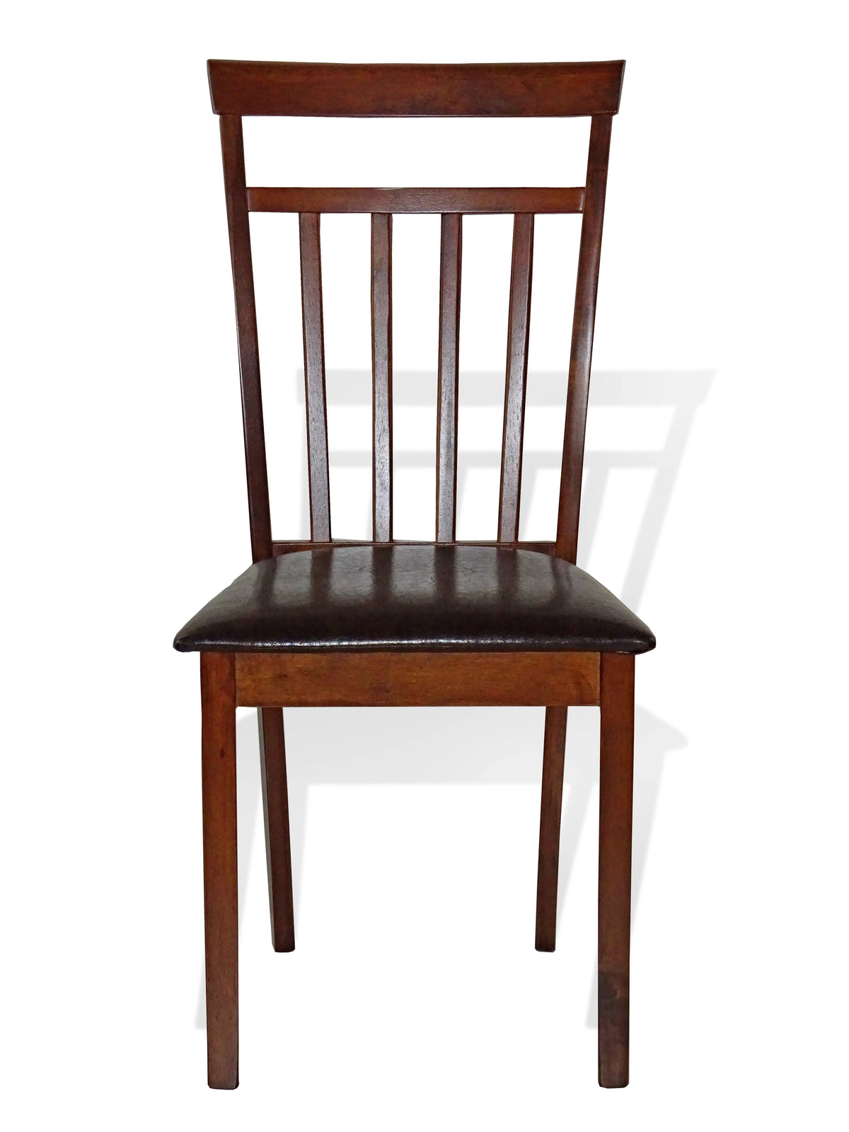 5 Pcs Rectangular Table 3 Wooden Chairs Bench Medium Brown I505