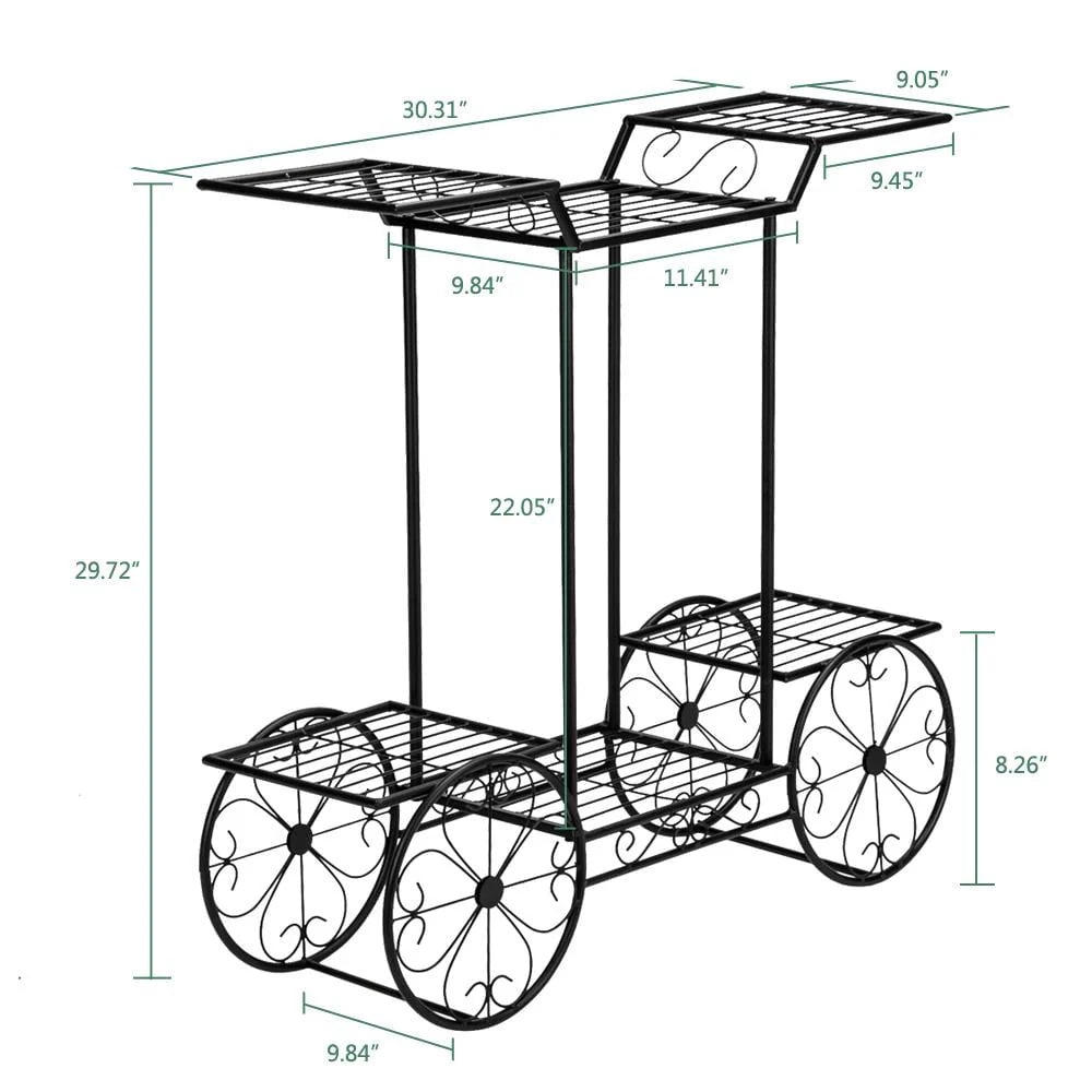 6-Tier Black Metal Plant Stand Y864786