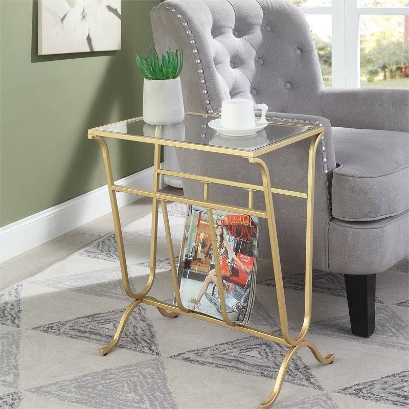 Gold Glass Top Accent Table P585