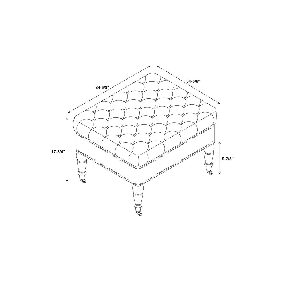 Gray Velvet Square Tufted Ottoman W5365