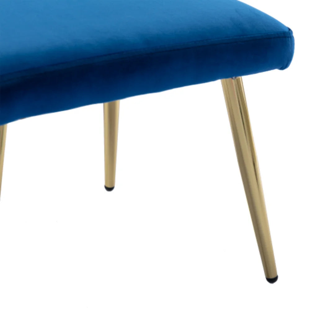 Navy Velvet Accent Chair with Ottoman I422