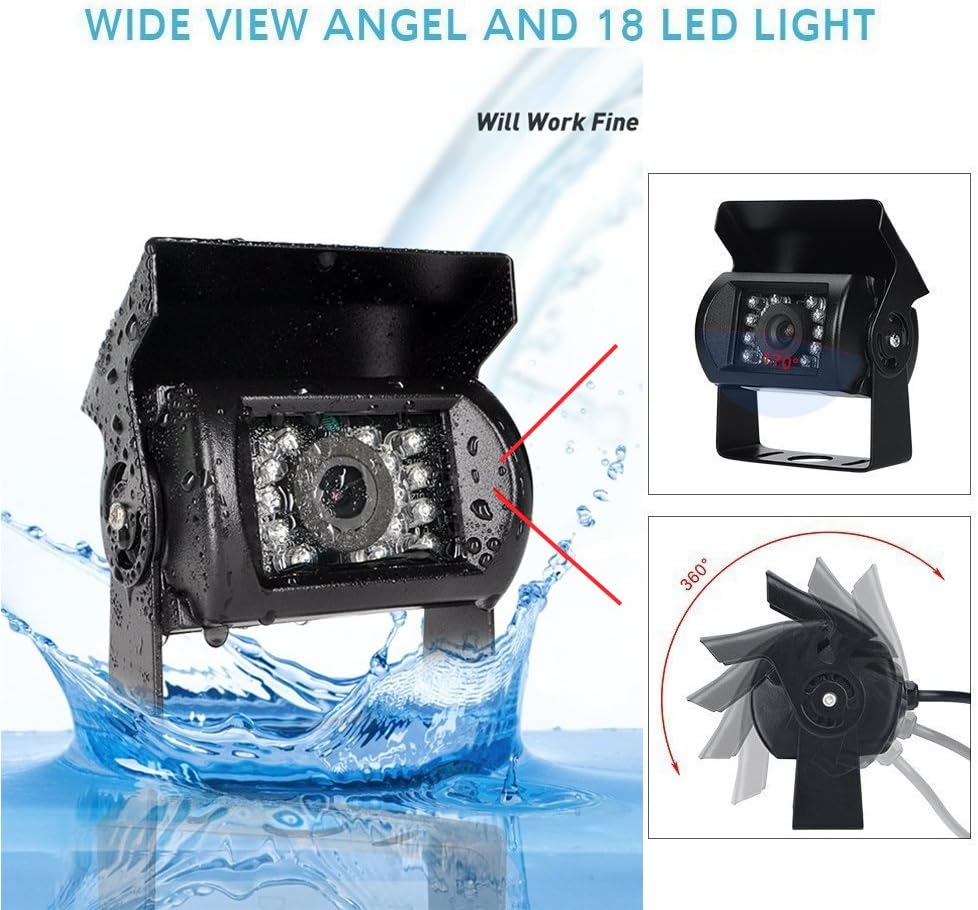Vehicle Backup Camera 4 Split Monitor 18 IR Night Vision Waterproof Z80592