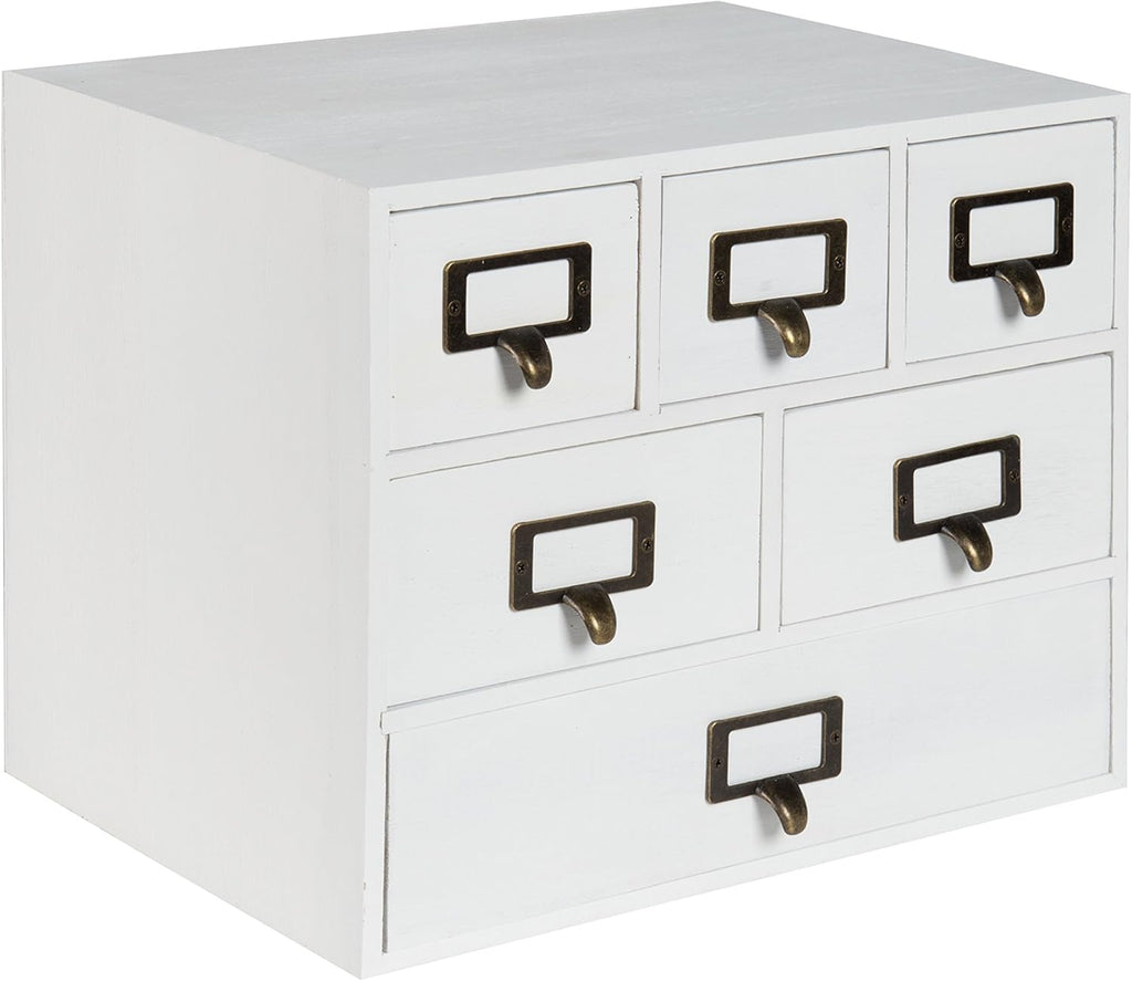 Rustic White 6 Drawers Wood Desk Drawer Set with Letter Holder M741