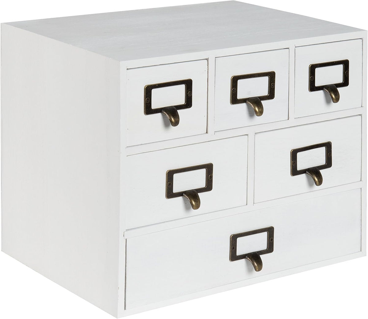 Rustic White 6 Drawers Wood Desk Drawer Set with Letter Holder M741