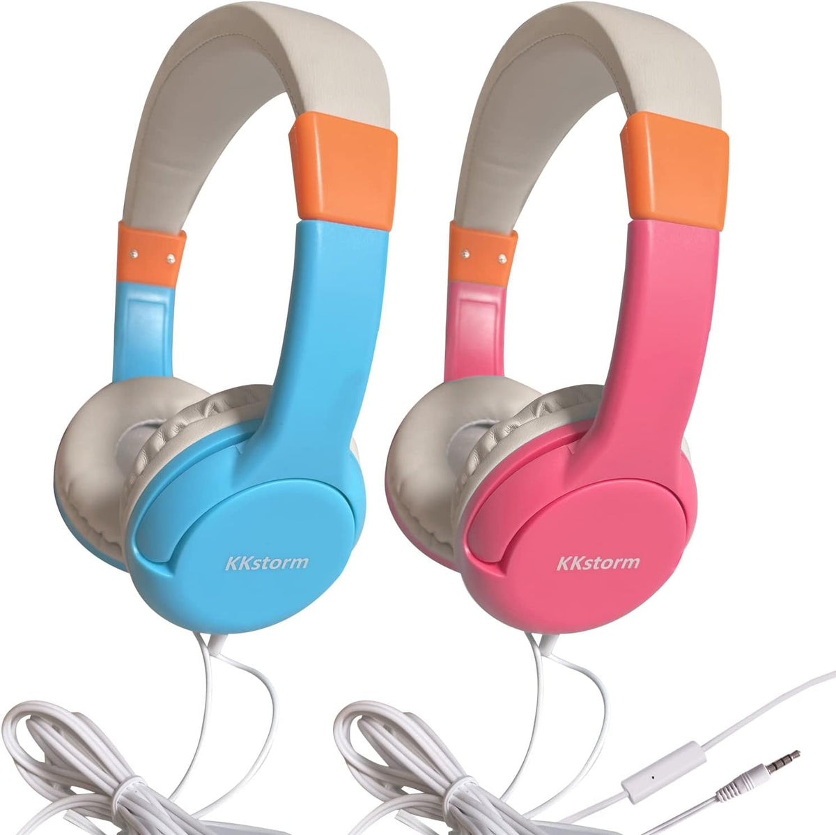 Blue Pink Wired Headphones with Microphone U993808
