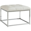 White Faux Leather Tufted Square Ottoman Z679481